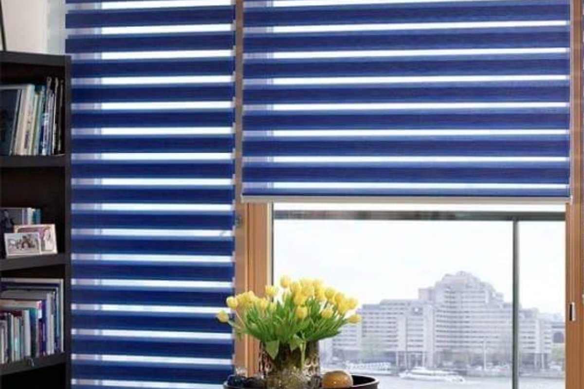 Rèm cầu vồng xanh trắng