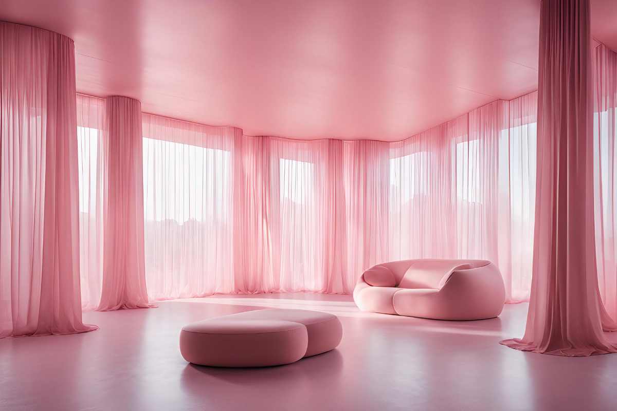 Rèm vài voan hồng phấn