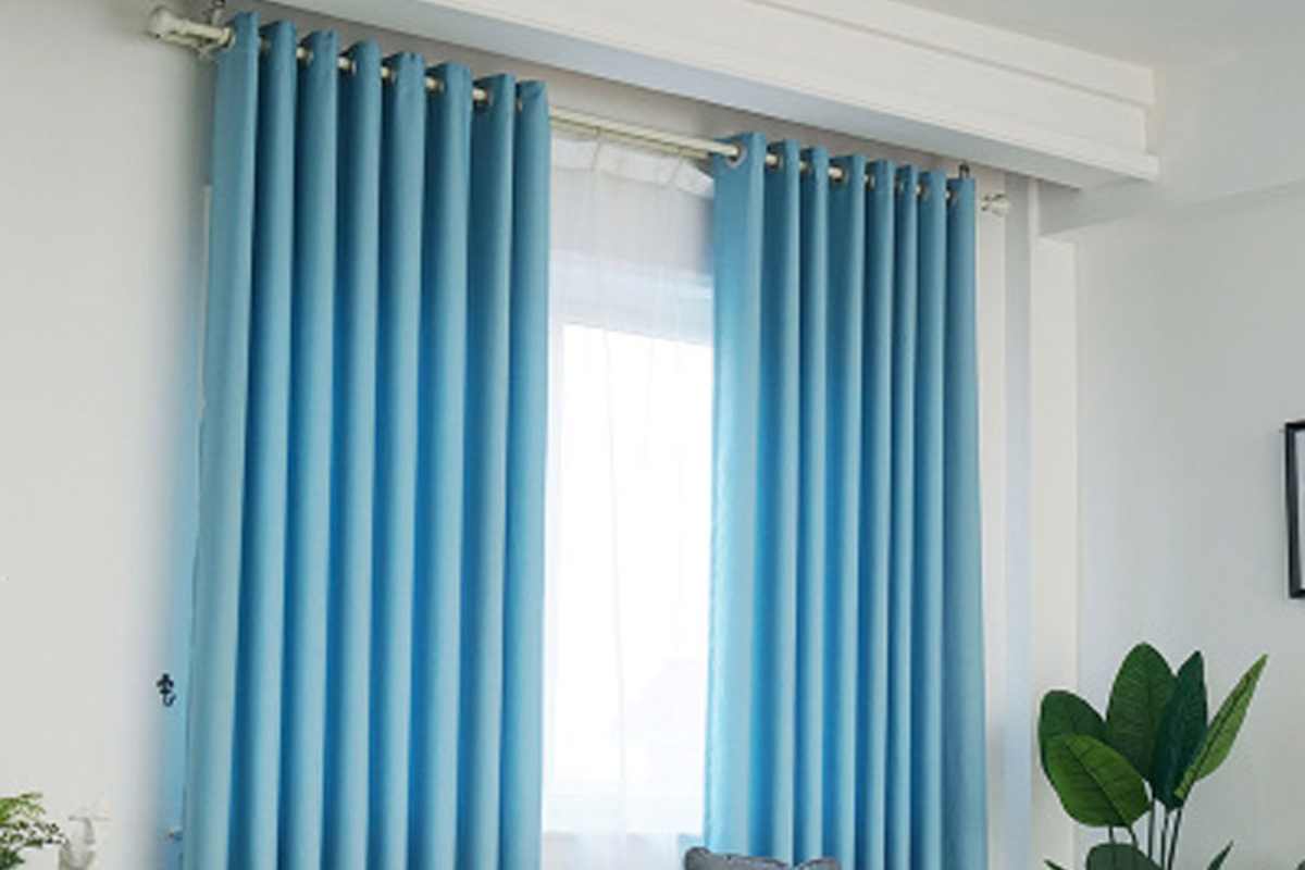 Rèm vải voam xanh pastel