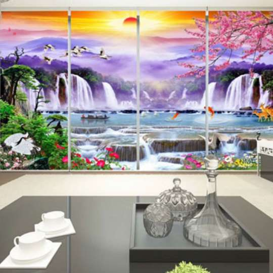 Rèm Cuốn PVC In Tranh